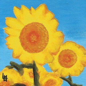 Acrylic Painting - Bright Sunflowers